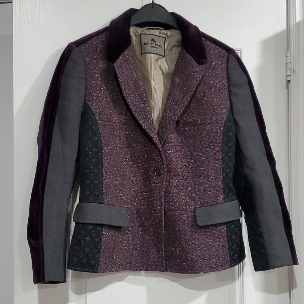 Etro Milano Purple Multi-Texture Blazer